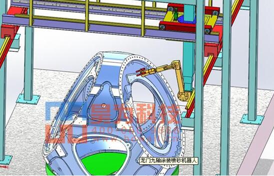 龍門九軸涂裝噴砂機(jī)器人三維效果圖